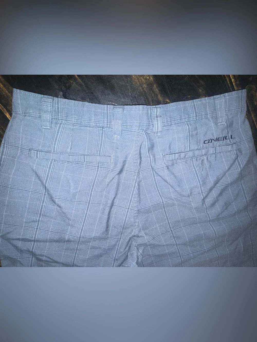 O’Neill Light Blue Plaid Cotton Shorts